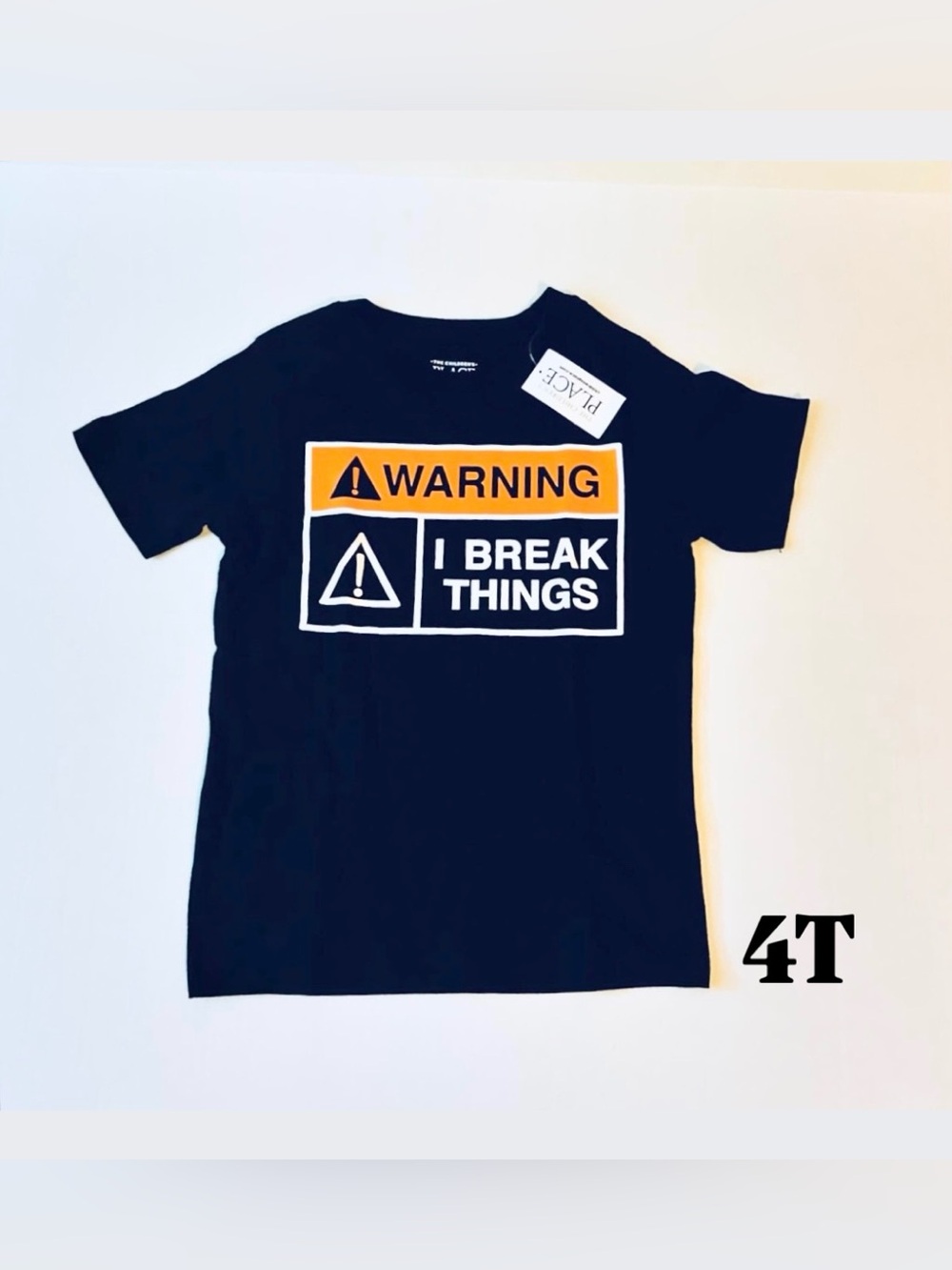 ⭐️5 For 25⭐️ Children’s Place Warning! I Break Things T-Shirt Kids Size 4T
